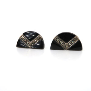 Ohrringe aus 925/-Silber mit Onyx und Markasiten